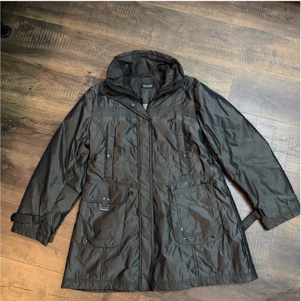 90s Vintage Your Sixth Sense C&A Womens Black Hooded Utility Parka Coat Jacket